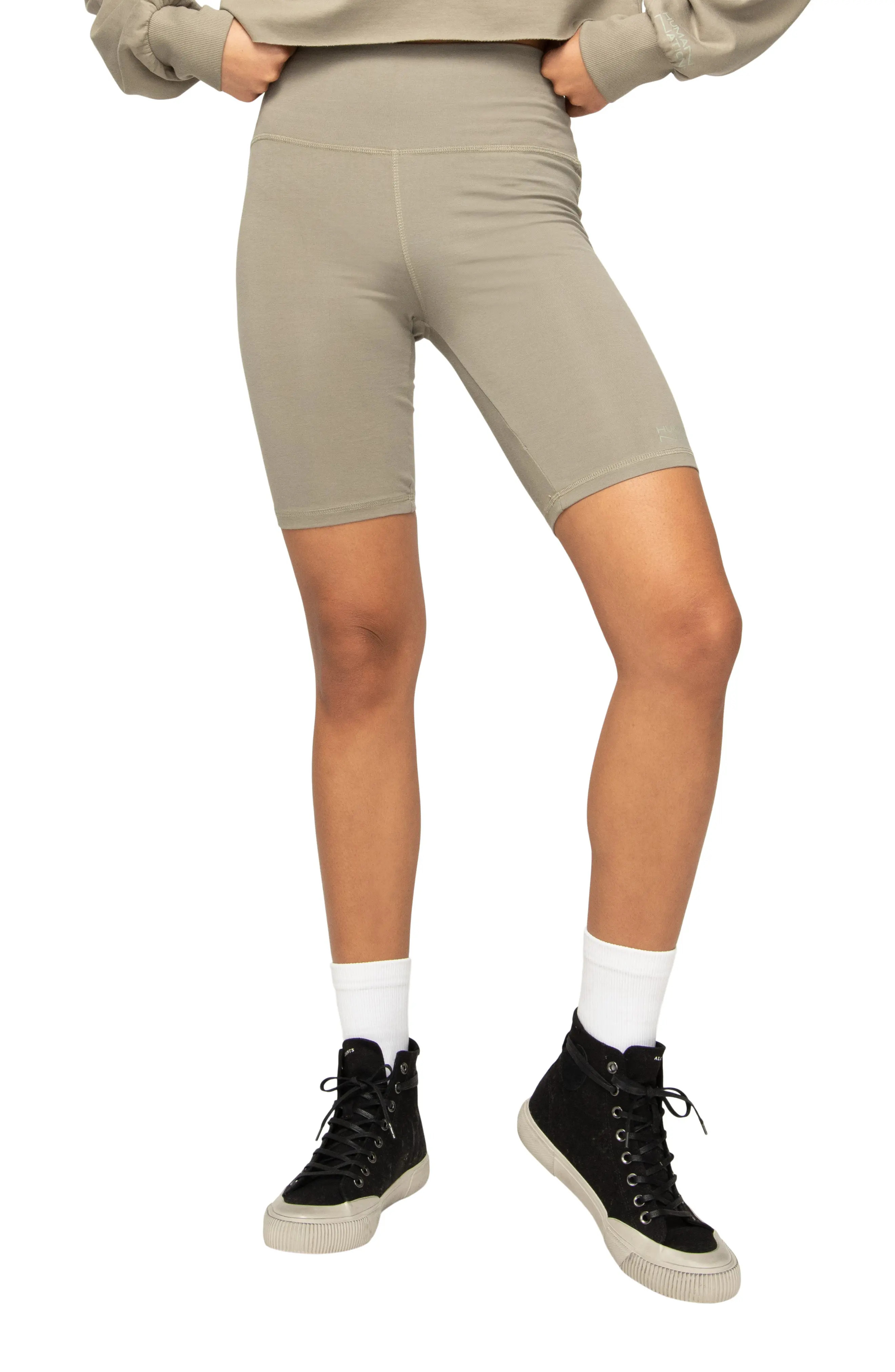 HUMAN NATION Gender Inclusive Momentum Biker Shorts in Olive at Nordstrom, Size Small | Nordstrom