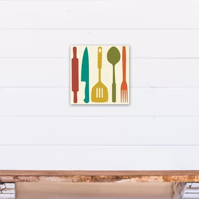 'Colorful Kitchen Utensils' Graphic Art Print on Canvas | Wayfair North America