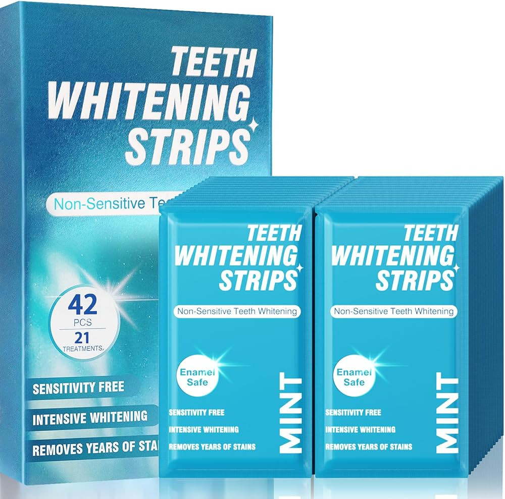 Teeth Whitening Strips for Sensitive White: 42 Pcs Whitener Safe Whitestrip, Enamel Natural White... | Amazon (US)