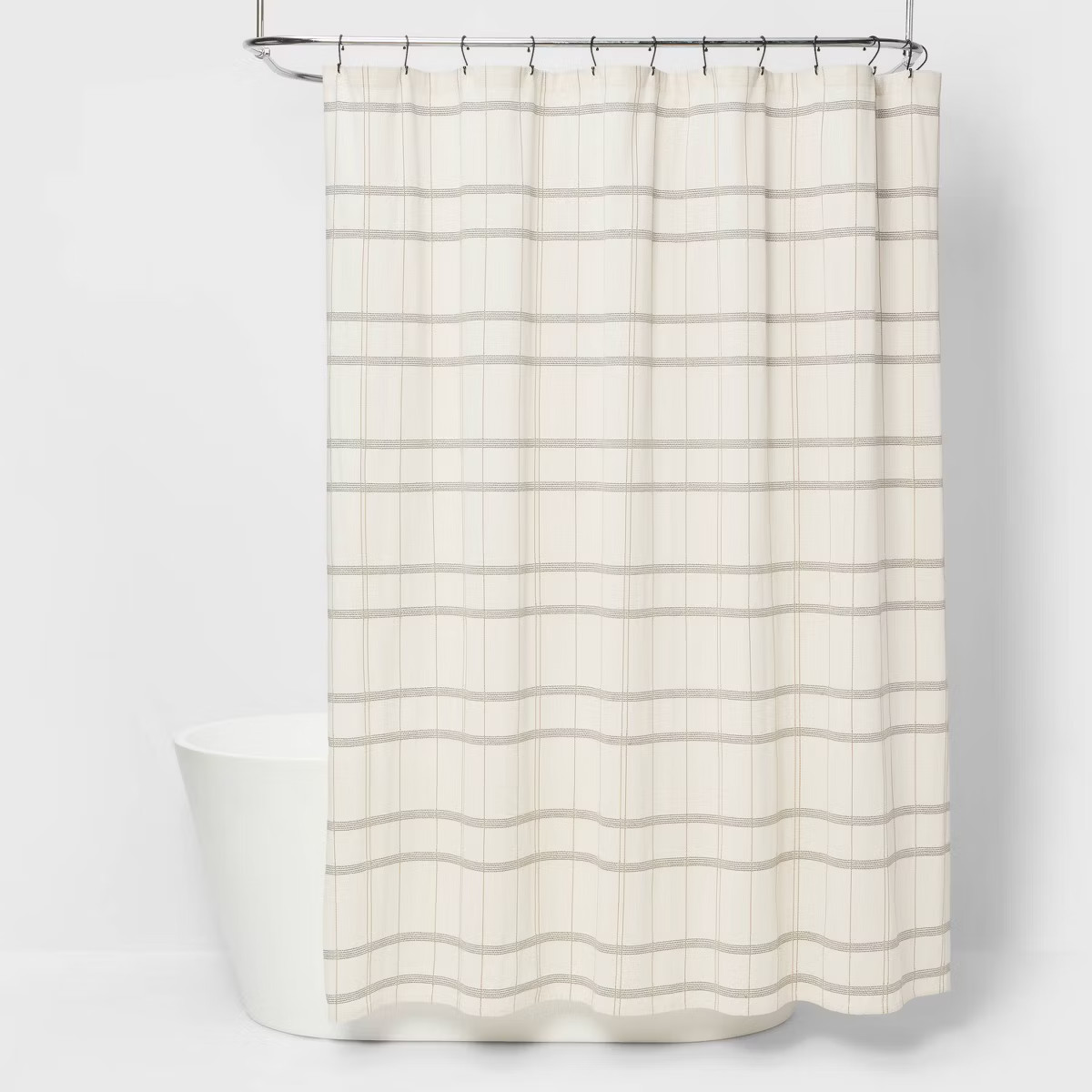 Woven Modern Plaid Shower Curtain Ivory - Threshold™: Cotton Fabric, Dobby Weave, Machine Washa... | Target