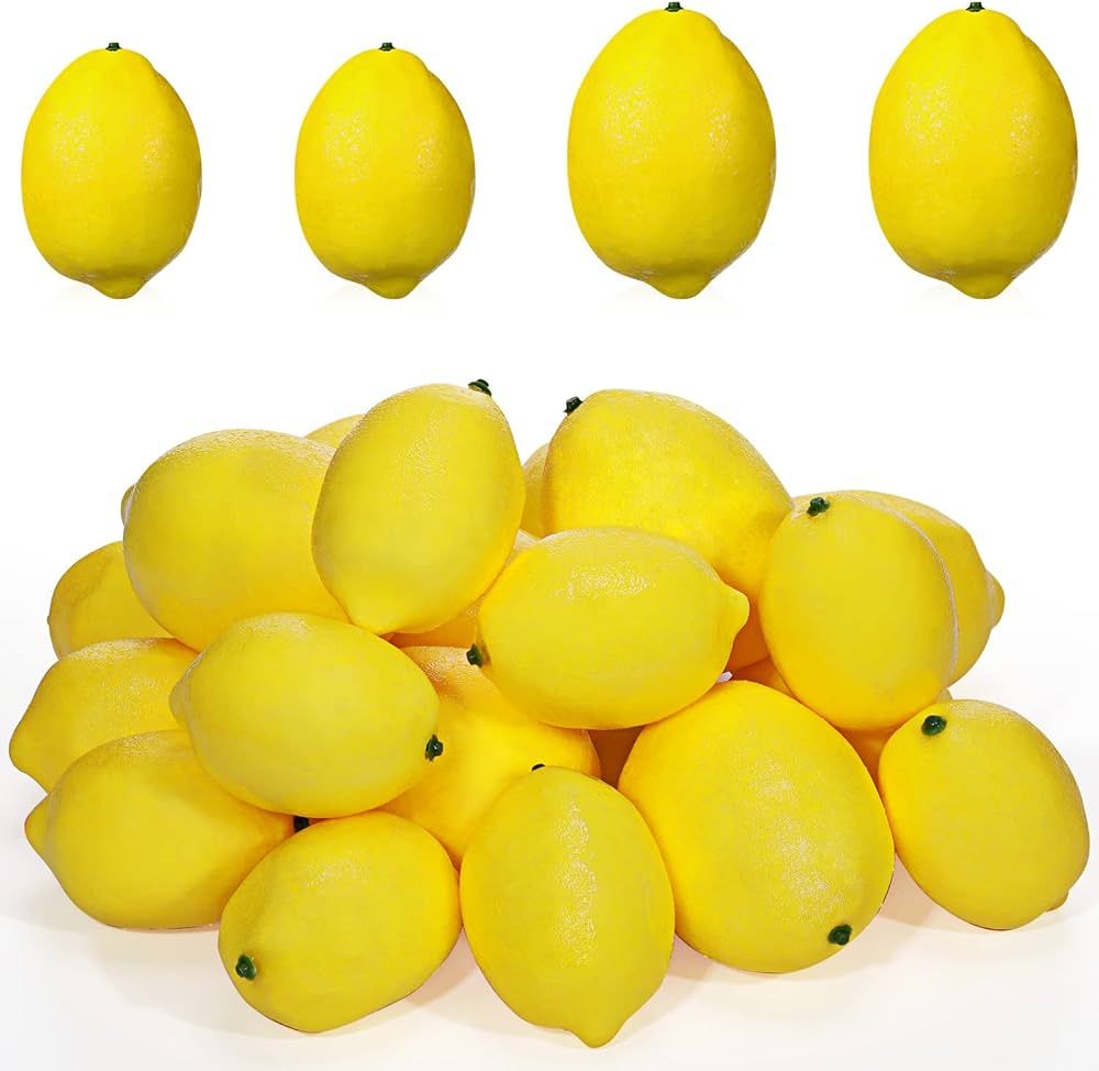 20 Pcs Artificial Lemons 3.8inch/3.2inch Fake Yellow Lemons Vivid Faux Lemon Lifelike Simulation ... | Amazon (US)