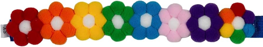 2PCS Dog Cat Collar Rainbow Hairball Flower Velcro Pet Necklace Cute Neck Strap for Pet Costume S... | Amazon (US)