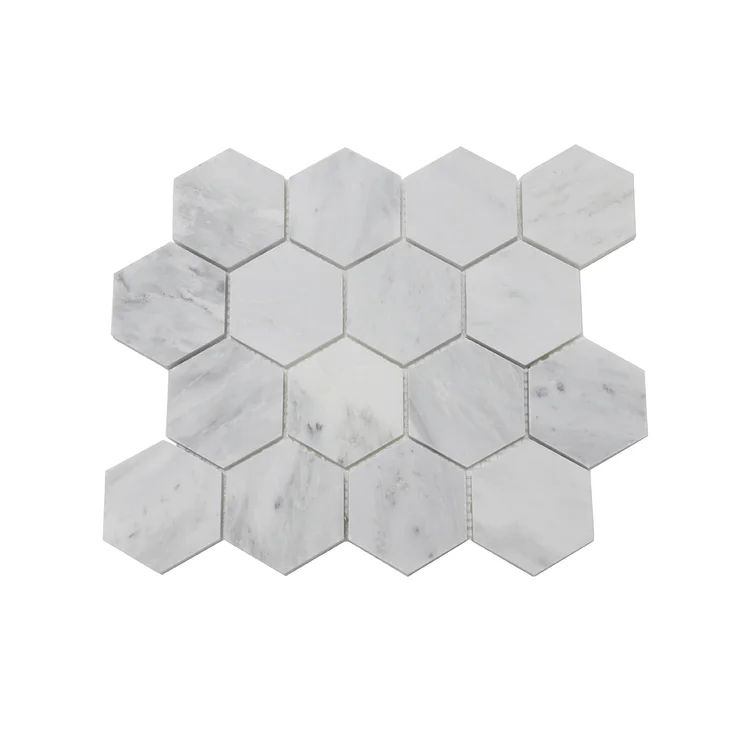 Fixturedisplays® 13.58 X 11.41" Carrara White Marble Tiles 15975 | Wayfair North America