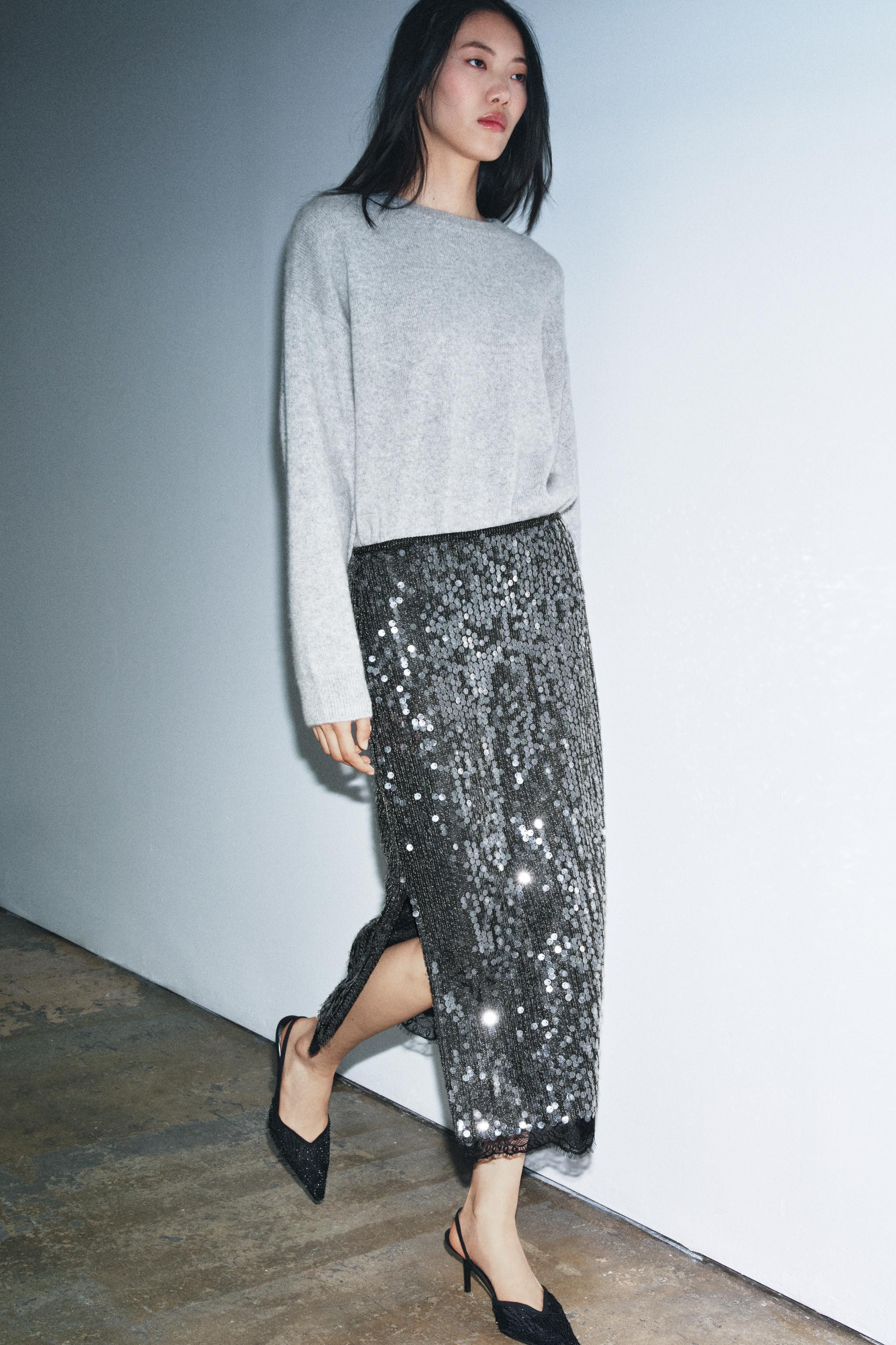 SEQUIN LACE SKIRT ZW COLLECTION | Zara US