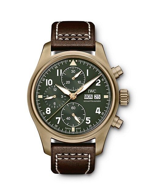 Pilot Spitfire Bronze & Leather Strap Chronograph Watch | Saks Fifth Avenue