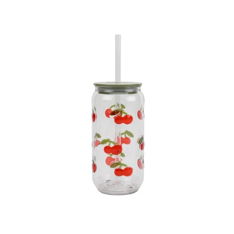 Just Feed Me by Jessie James Decker 18oz Embossed Cherry Can Sipper Tumbler with Straw | Walmart (US)