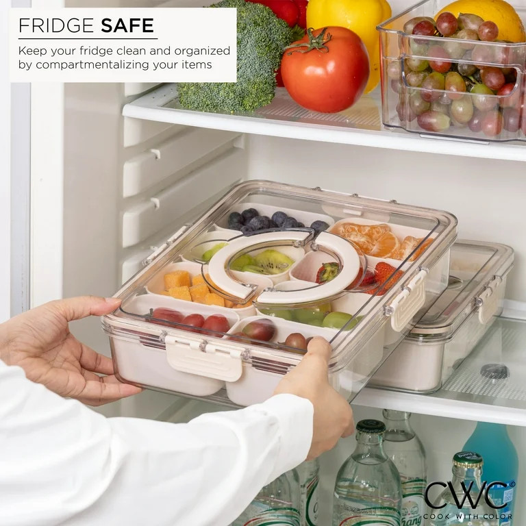 COOK WITH COLOR Snackle Box Container - 8 Compartment Divided Serving Tray with Lid, Portable Sna... | Walmart (US)