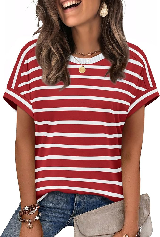 WIHOLL Womens Tops Short Sleeve Shirts Summer Outfits 2026 Spring Dressy Casual Clothes Clothing | Amazon (US)