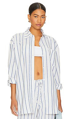 SNDYS Isla Shirt in Blue Stripe from Revolve.com | Revolve Clothing (Global)