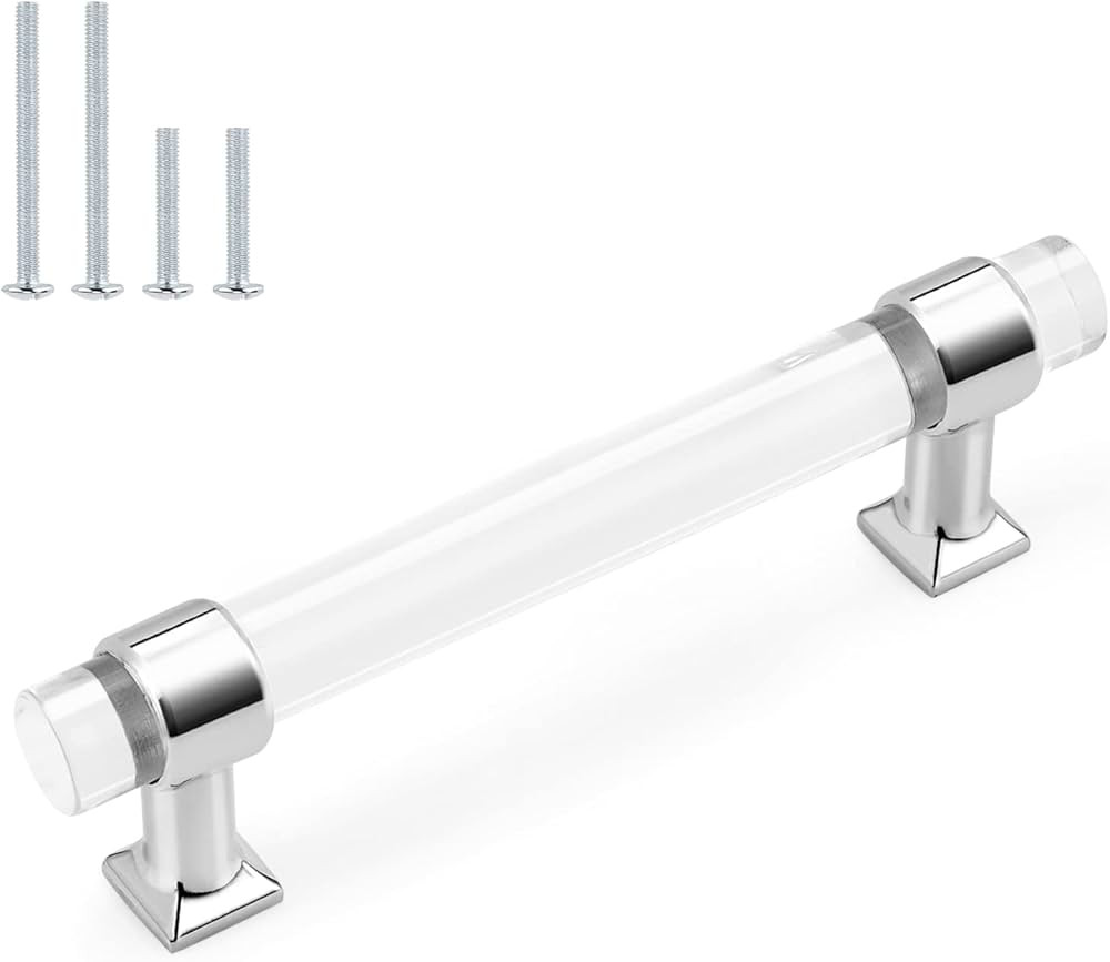 Probrico 15 Pack Zinc Alloy with Clear Acrylic Cabinet Handles 4 Inch Hole Center Drawer Pulls Mo... | Amazon (US)