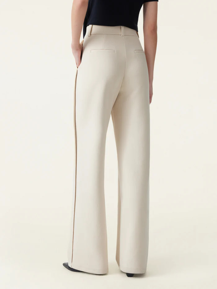 Stretchy Mid Rise Fly-Front Wide Leg Trousers | OGLmove