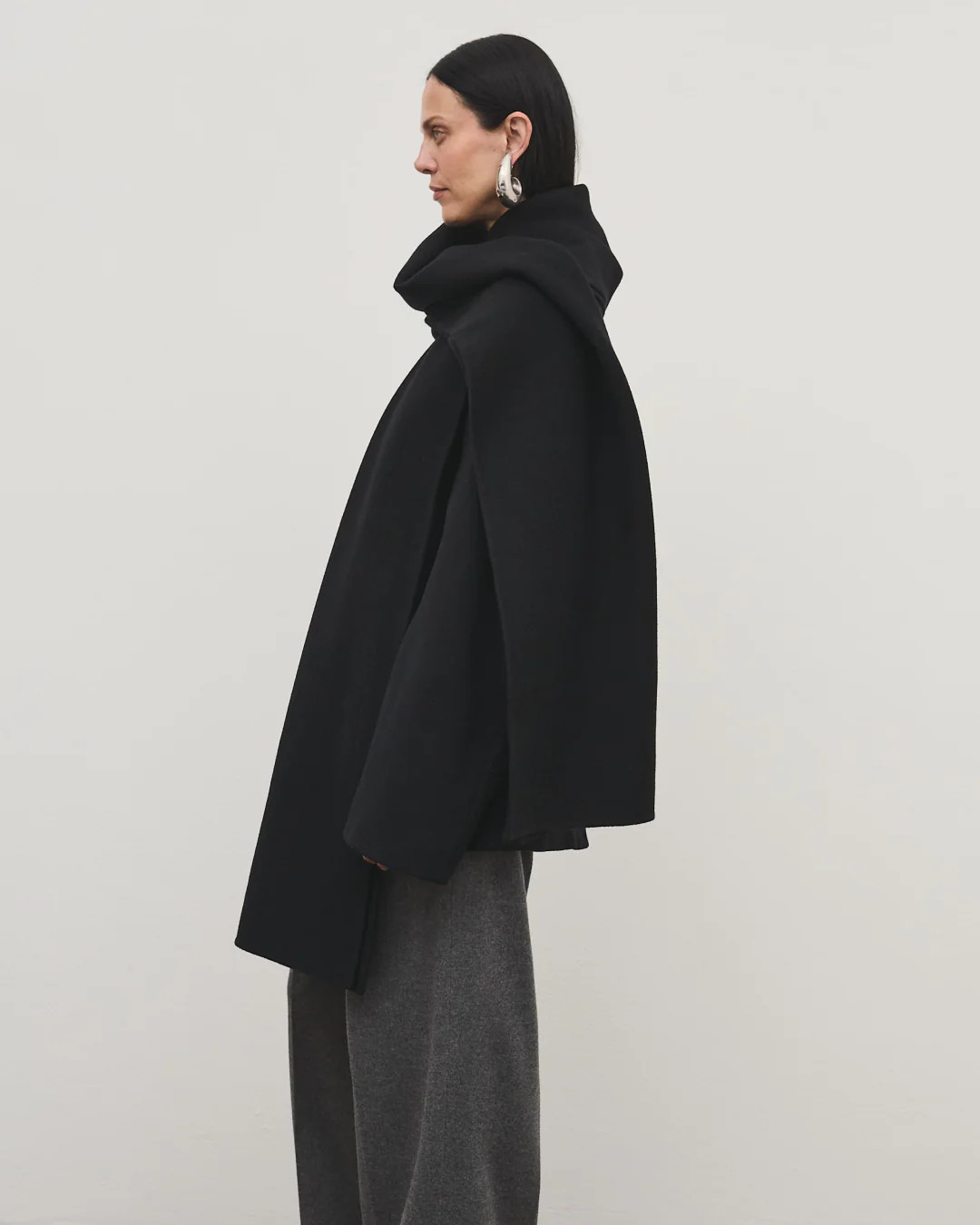 Short Scarf Coat | Black | AnotherTomorrow