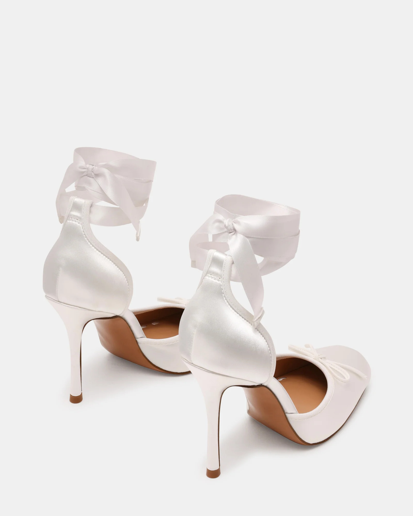 LARINA Ivory Satin Square-Toe Stiletto Pump Lace-Up Women's Heel | Steve Madden (US)