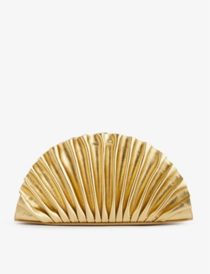 Nala pleated metallic-leather clutch bag | Selfridges