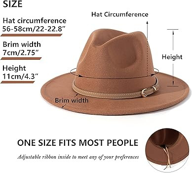 Lisianthus Women Classic Felt Fedora Wide Brim Hat with Belt Buckle | Amazon (US)