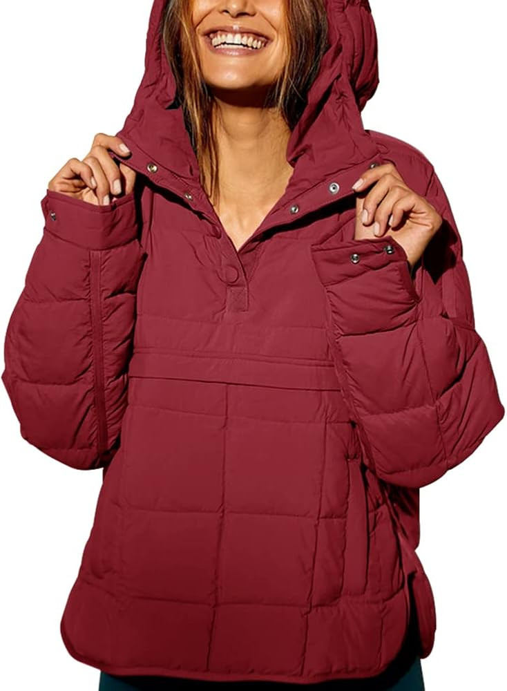 Fazortev Womens Oversized Puffer Jacket Quilted Dolman Hoodies Pullover Long Sleeve Lightweight W... | Amazon (US)
