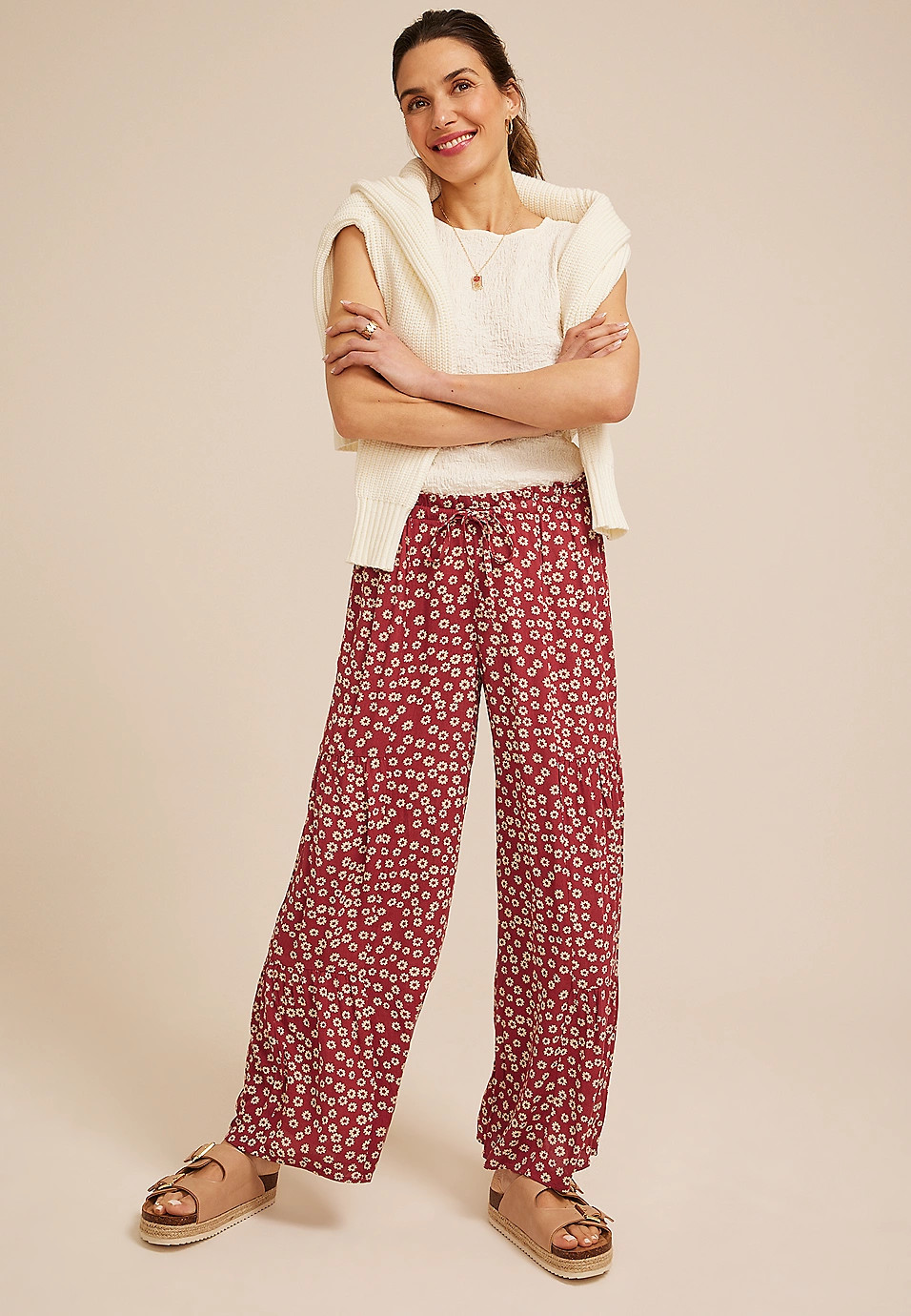 Printed Palazzo High Rise Pant | Maurices