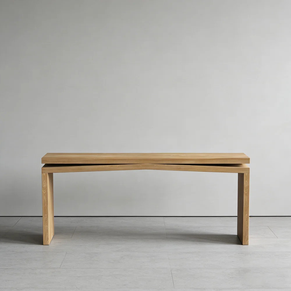 Solid Wood Veneer Farmhouse Console Table With Sled Base, Spacious Top, And Rustic Charm For Entr... | Wayfair North America