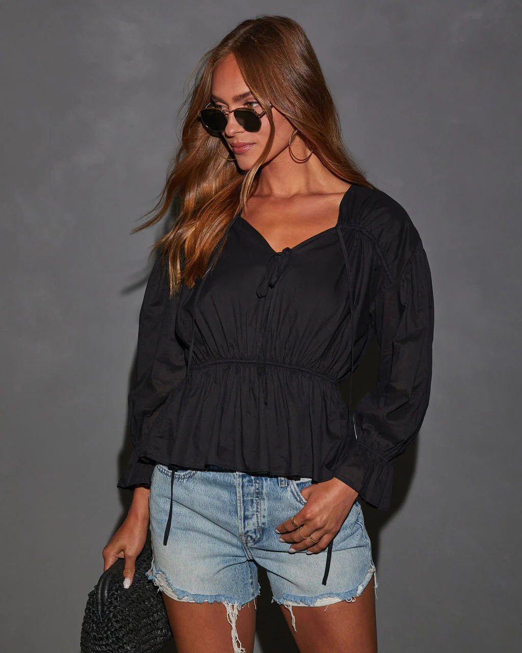 Astrid Bubble Long Sleeve Cinch Waist Top | VICI