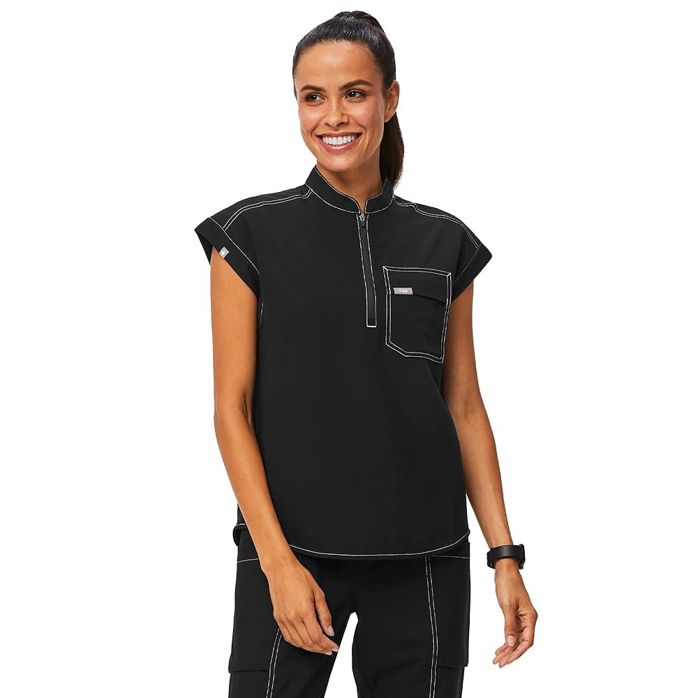 FIGS Kisumu Cargo Scrub Top for Women — Classic Fit, Mandarin Collar, 1 Pocket, 4-Way Stretch ... | Amazon (US)