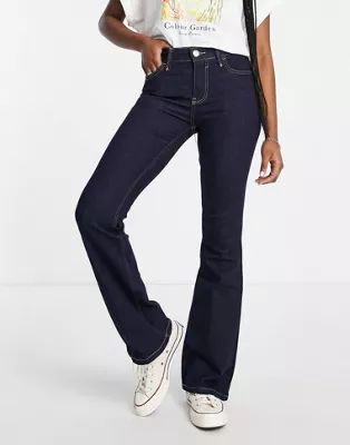 River Island mid rise flared jeans in dark blue | ASOS (Global)