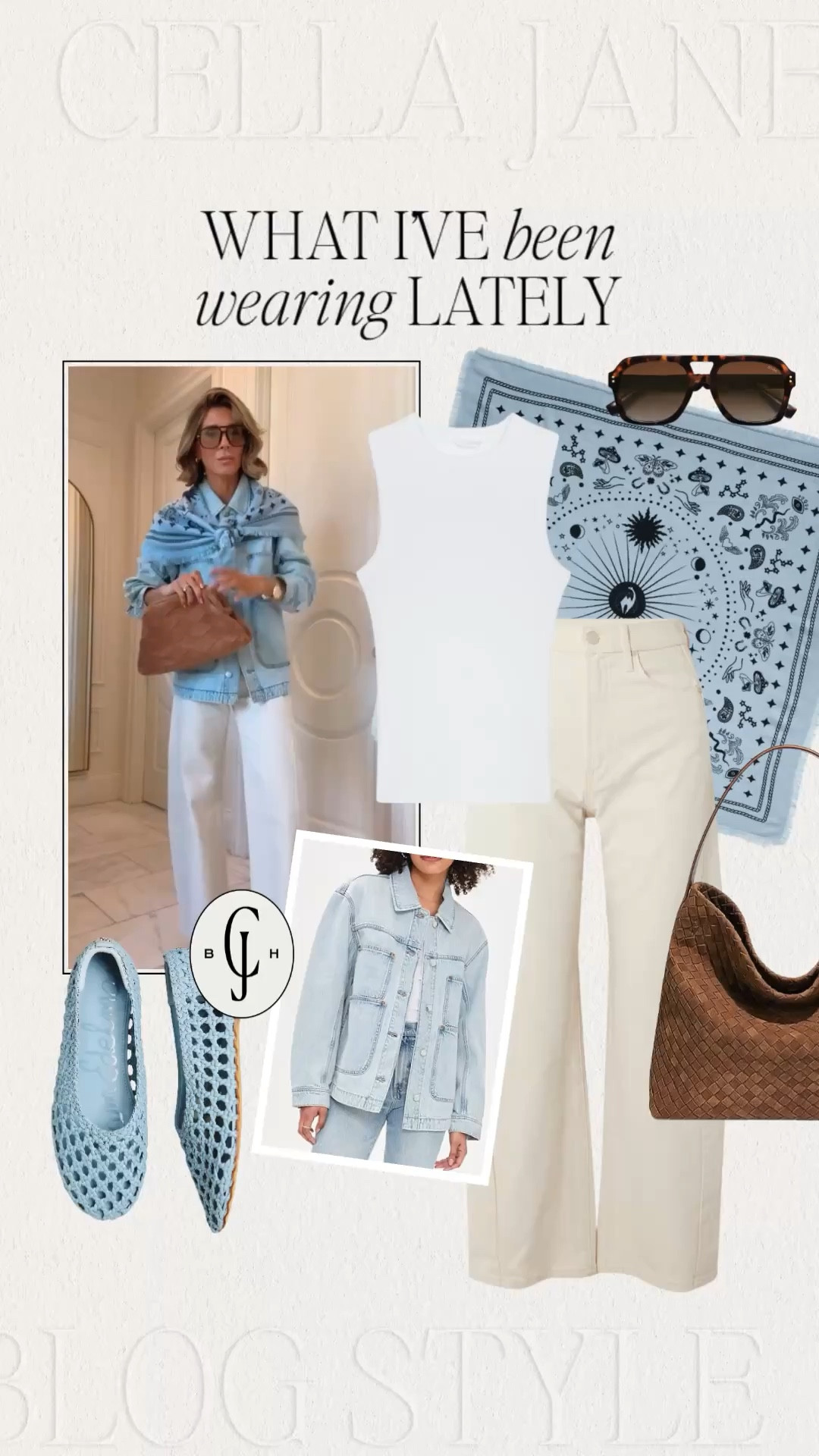 The perfect white denim look for spring. Shop all the pieces that make this outfit great. 