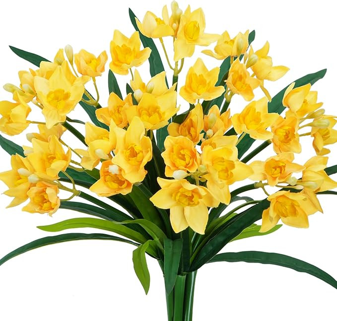 6PCS Artificial Spring Flowers Yellow Fake Daffodil Flowers Narcissus Flowers for Home Outdoor In... | Amazon (US)