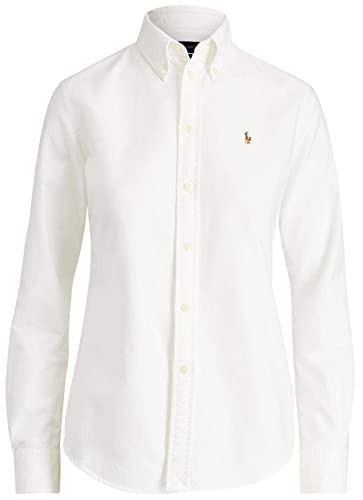 POLO RALPH LAUREN Women's Oxford Classic Fit Button Down Shirt (L, White) | Amazon (US)