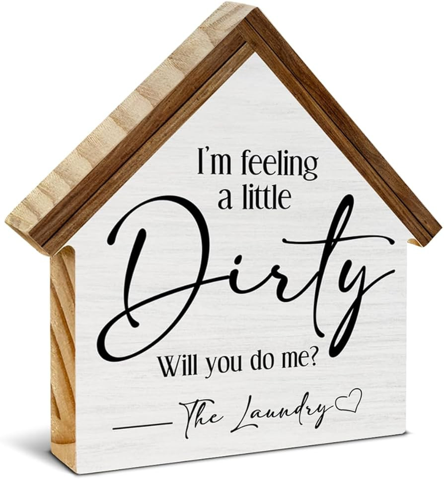 Funny Laundry Room Decor, I'm Feeling a Little Dirty House Shaped Wood Sign, Laundry Room Farmhou... | Amazon (US)