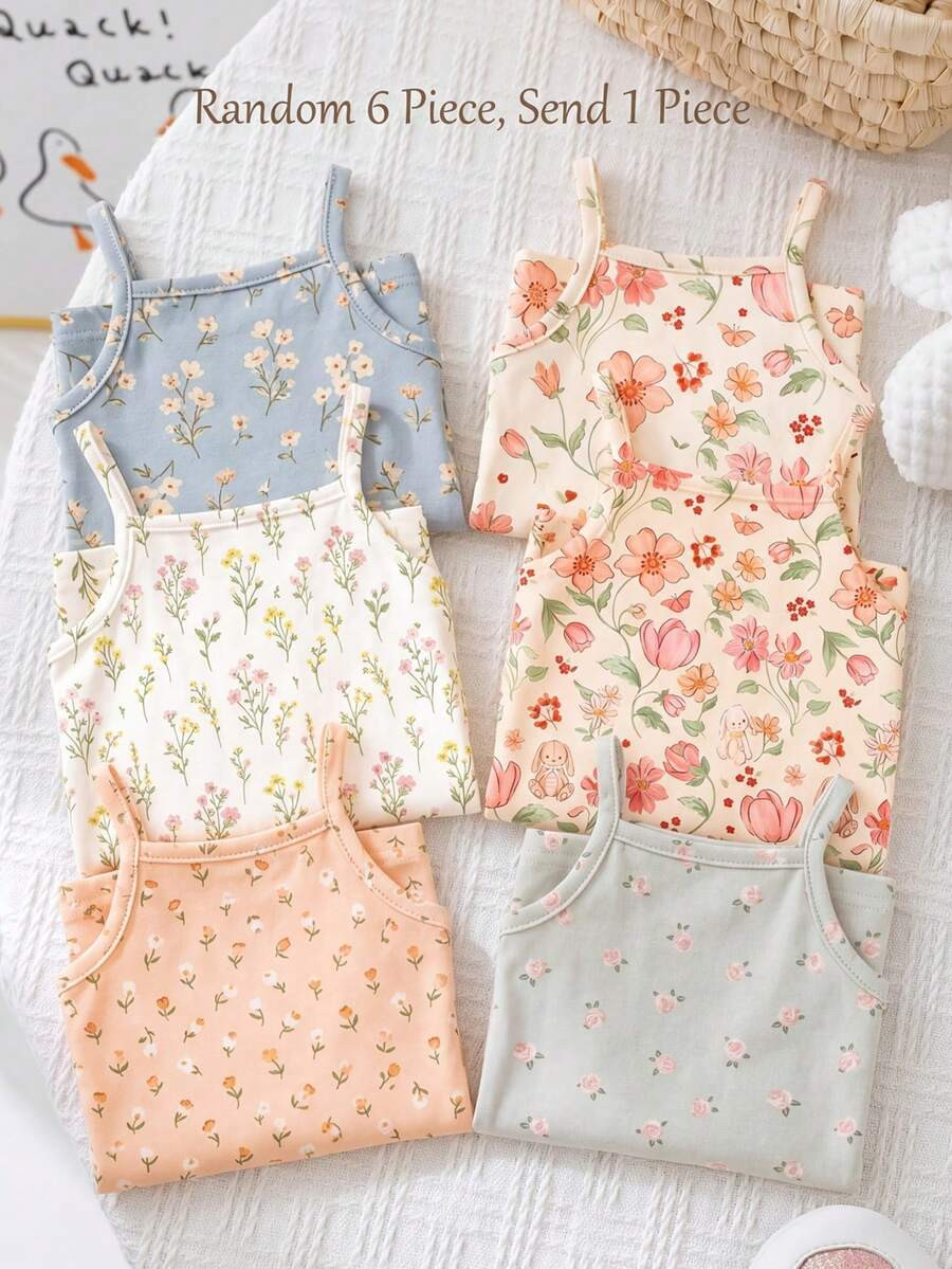 Cute Boho Ditsy Floral Romper For Baby Girls,Soft Summer Colour Palette,Summer,Vacation,Casual Ov... | SHEIN
