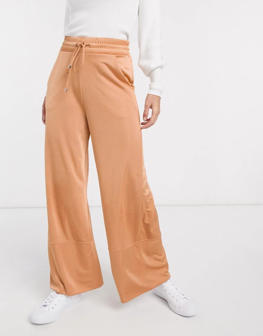 ASOS DESIGN soft utility satin wide leg trouser-Orange | ASOS (Global)