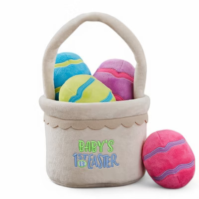 Personalization Mall Baby's First Easter Plush Mini Basket with Plush Eggs, Boy | Target