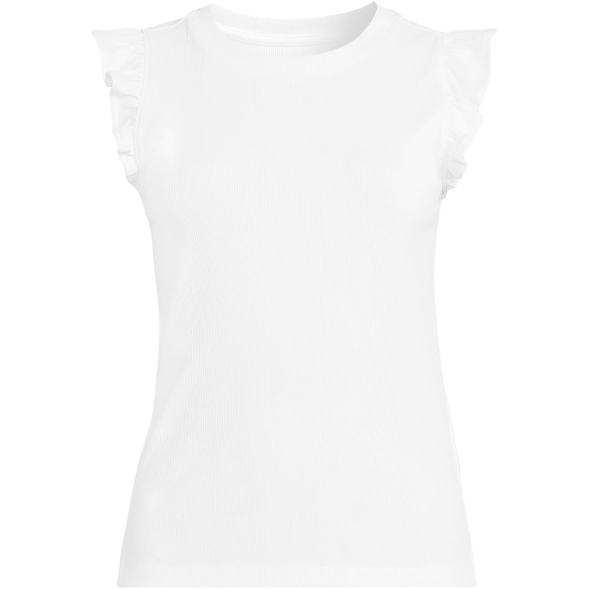 Women's Rib Ruffle Sleeve Top | Lands' End (US)