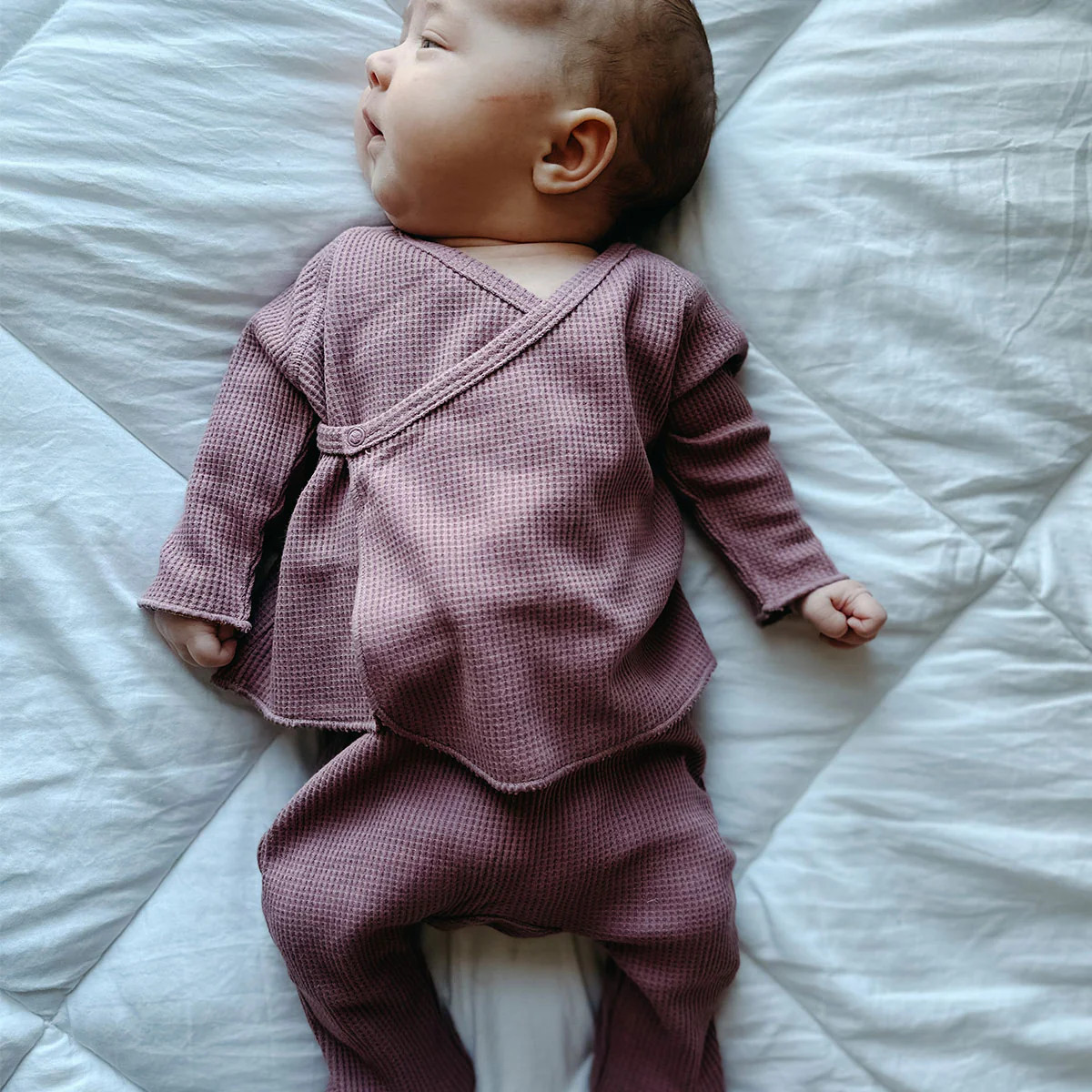Organic Waffle Kimono & Pant Set, Winterberry | SpearmintLOVE