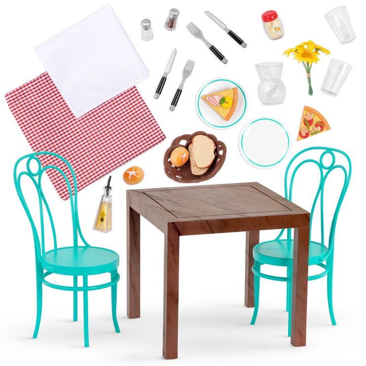Our Generation Dining Table & Chairs Furniture Set with Play Food for 18" Dolls - Pizza With You | Target