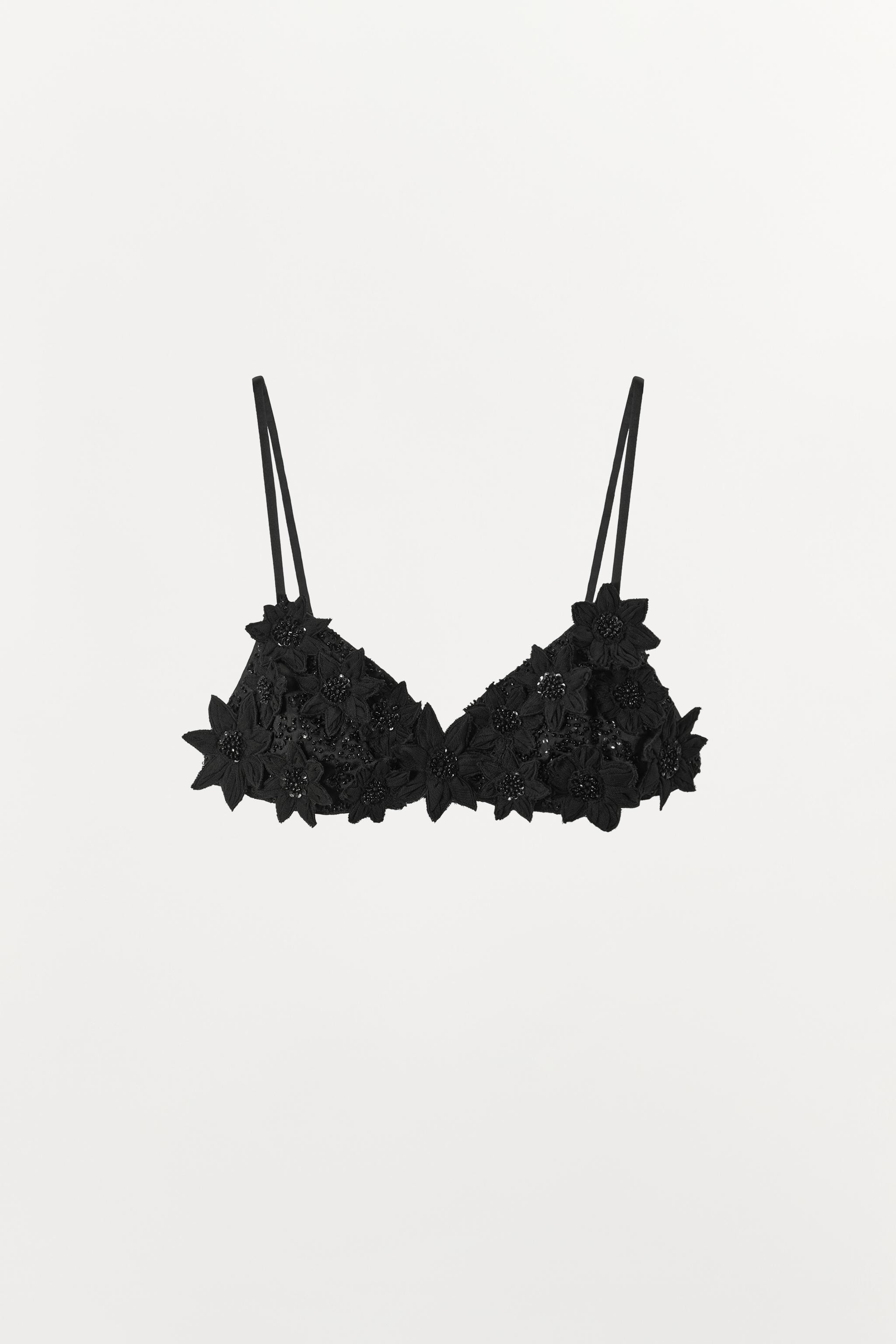 EMBOSSED FLORAL BEADED BRALETTE | Zara US
