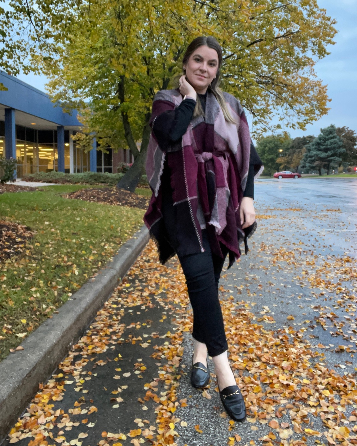 Office outfit idea:
Mockneck (base layer)
Shawl poncho
Black jeans
Loafers

#LTKcurves #LTKSeasonal #LTKstyletip