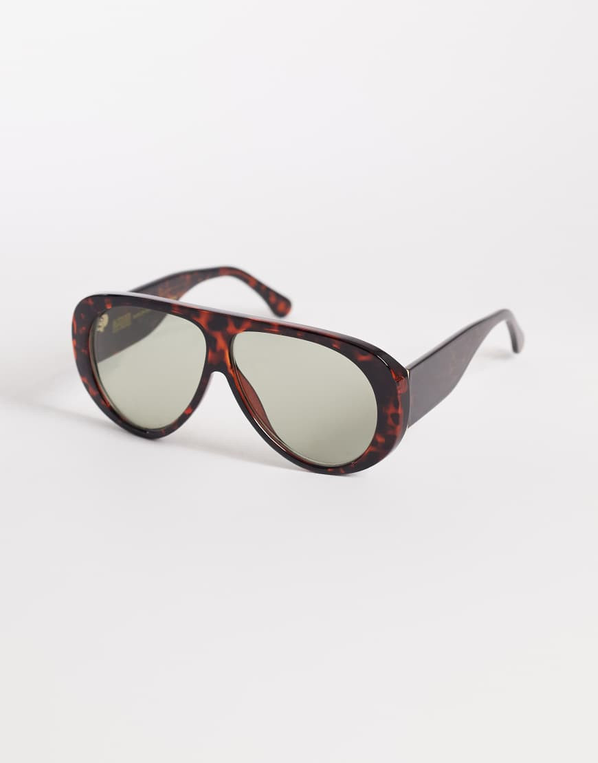 & Other Stories rounded aviator sunglasses in brown tortoise with linen pouch case | ASOS (Global)
