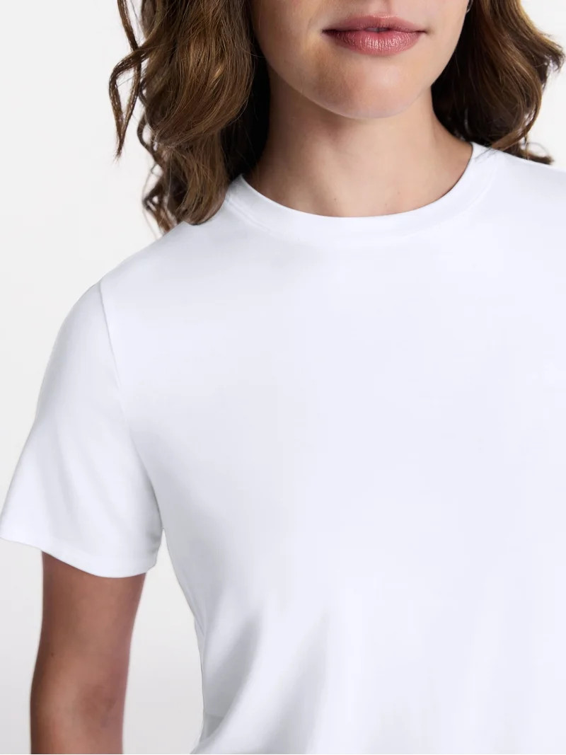 Time and Tru Women's Draped Boxy Tee with Short Sleeves, Sizes XS-XXXL | Walmart (US)