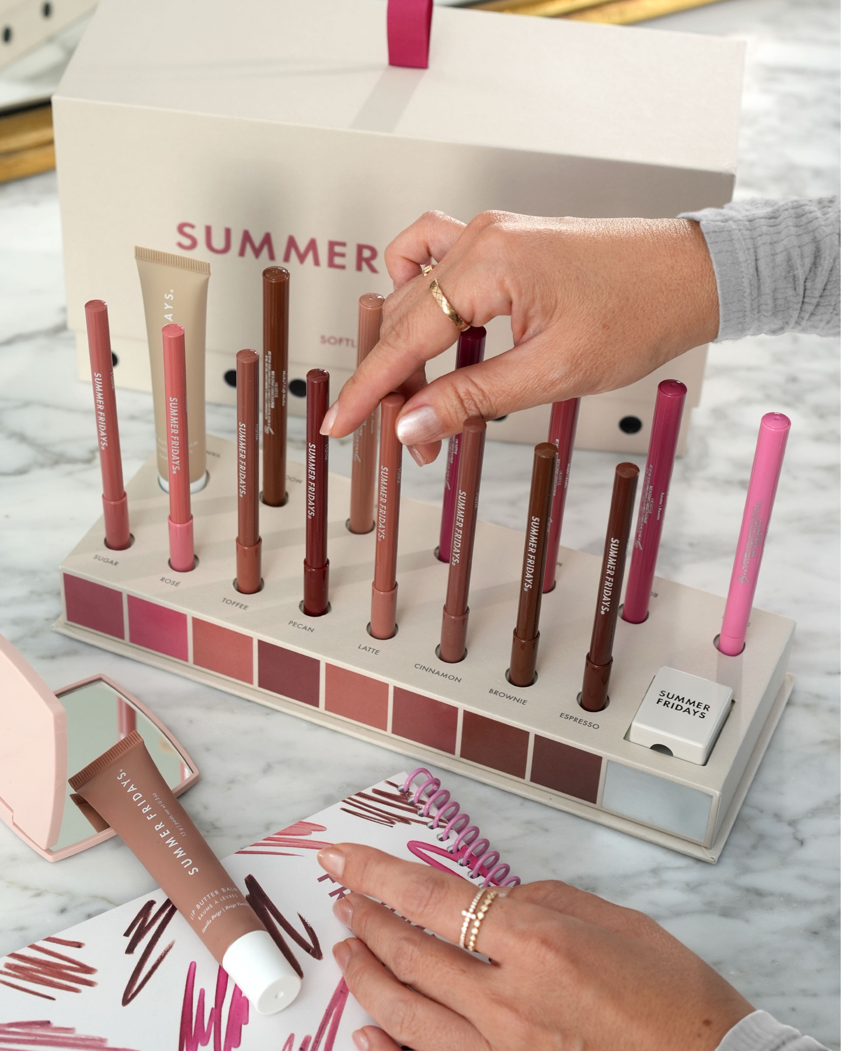 Swatched the new @summerfridays SoftLine Lip Liners and Flushed Lip Stains! Love the tones of every single color.

The SoftLine Lip Liners have a nice soft formula that blends easily with very good pigment. Love Sugar the most for me. Lasting power is very good and these have a matte finish.

The Flushed Lip Stains have a soft felt tip with impressive coverage and lasting power. I'm usually not a fan of lip stains because they darken drastically on my lips. Tried a few of these and they really stay put on the lips, the shades I tried also look very dark on my lips.

Are any of these on your radar? What shades do you like the most? 

#LTKBeauty