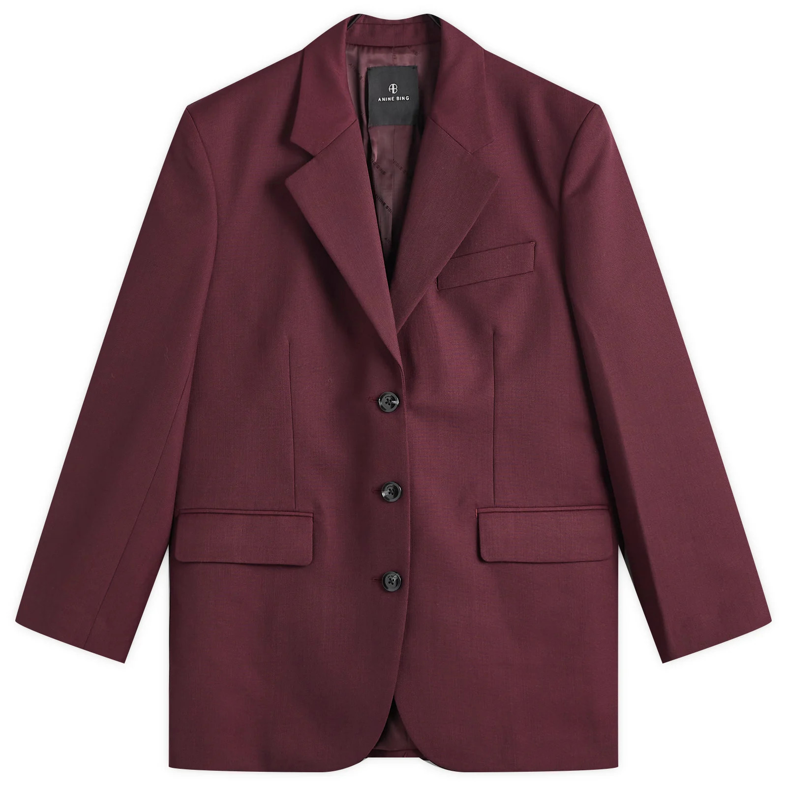 Anine Bing Women's Sara Blazer in Burgundy, Size Small | END. Clothing