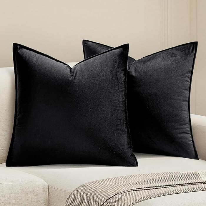 MIULEE Pack of 2 Decorative Velvet Throw Pillow Cover Soft Pillowcase Solid Square Cushion Case f... | Amazon (US)