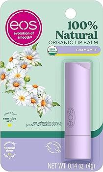 eos 100% Natural & Organic Lip Balm Stick- Chamomile, All-Day Moisture, Cruelty-Free, 0.14 oz | Amazon (US)