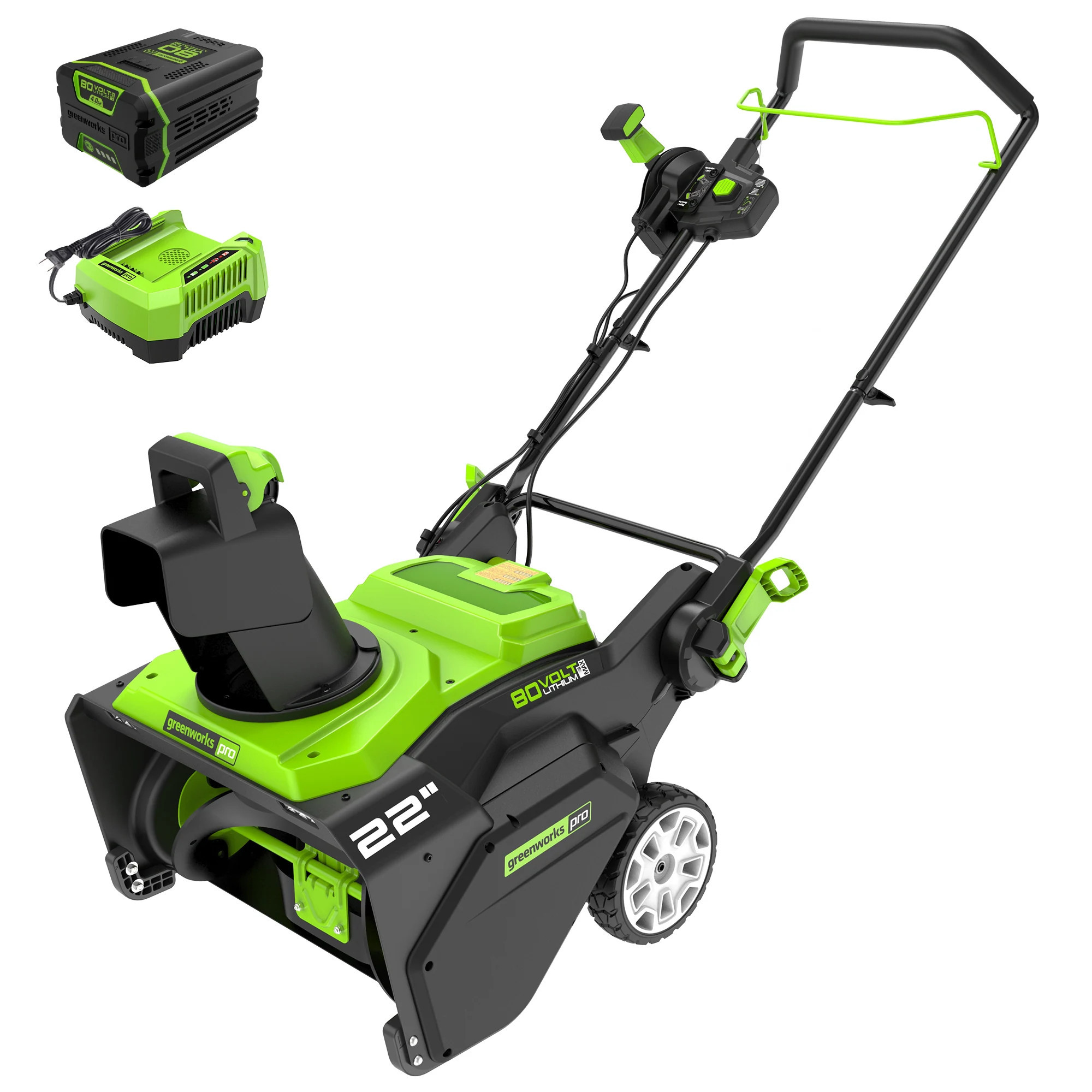 Greenworks Pro 80-volt 22-in Single-stage Push Battery Snow Blower 4 Ah (Battery Included) (Charger Included) | SN80L403 | Lowe's