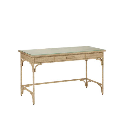 Olisa Glass Solid Wood and Iron Desk | Wayfair North America