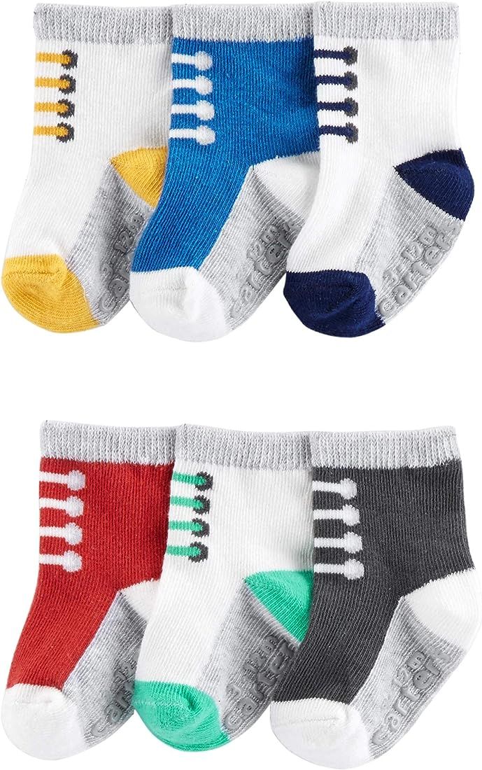 Carter's Baby Boy's 6-pack Socks Booties (0-3 Months, Sneaker) | Amazon (US)