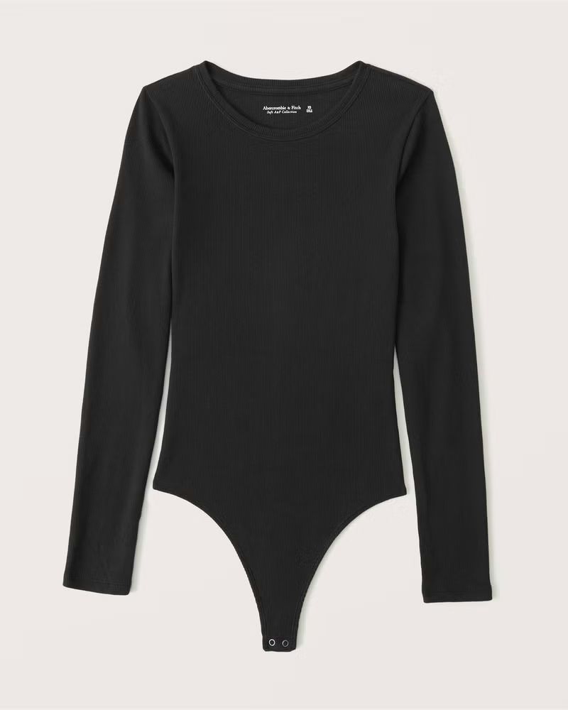 Long-Sleeve Ribbed Crew Bodysuit | Abercrombie & Fitch (US)