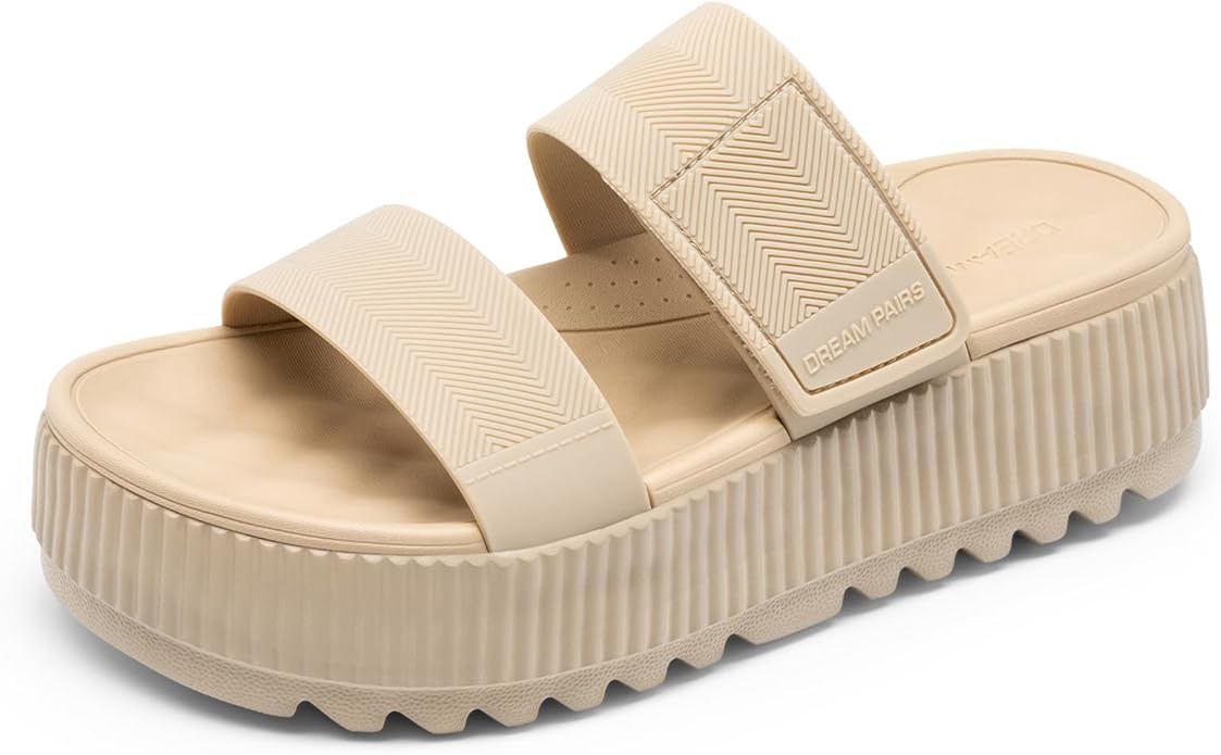 Amazon.com | DREAM PAIRS Women's Platform Slip on Adjustable Sandals Lightweight Comfortable Non-... | Amazon (US)