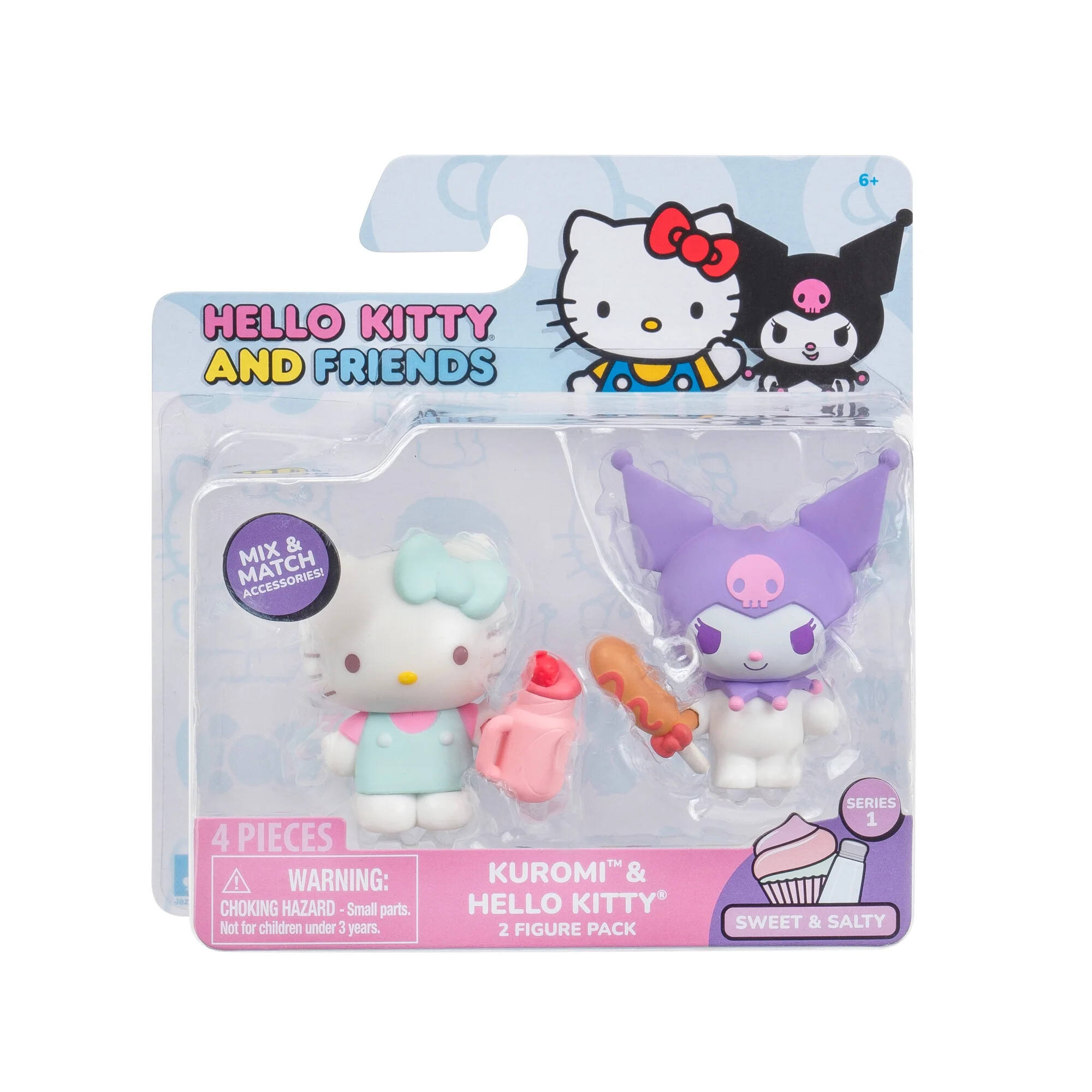 Hello Kitty® and Friends 2 Inch Figure Sweet & Salty 2 Figure Pack, Kuromi & Hello Kitty | Walmart (US)