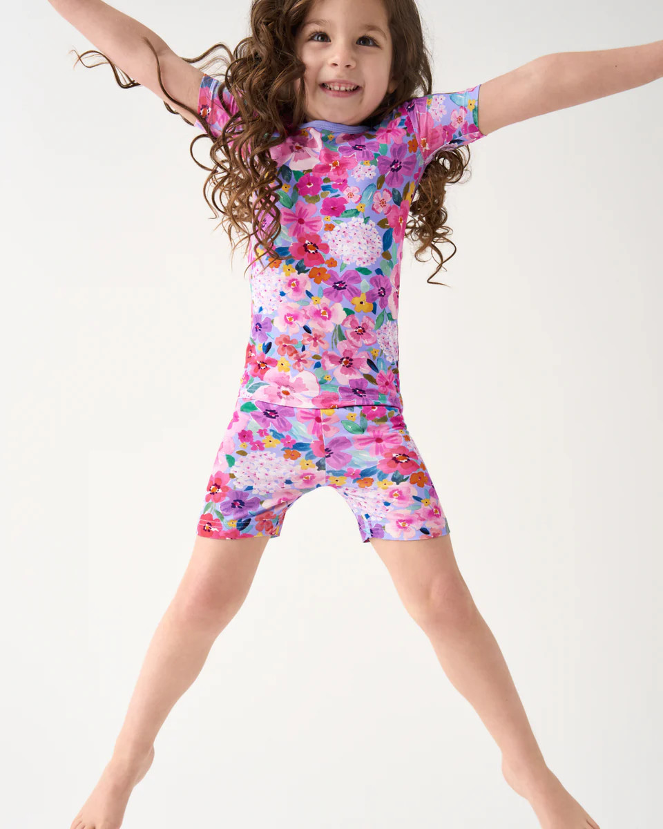 Sweet Sprigs Two-Piece Short Sleeve & Shorts Pajama Set | Little Sleepies